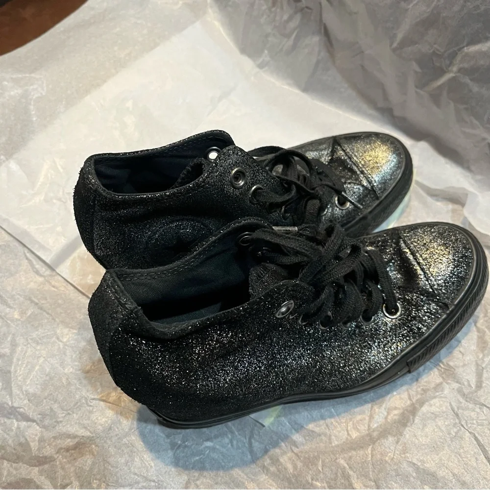 Converse Chuck Taylor All Star Lux Hidden Heel Wedge Black Silver Womens 6. - Picture 8 of 11